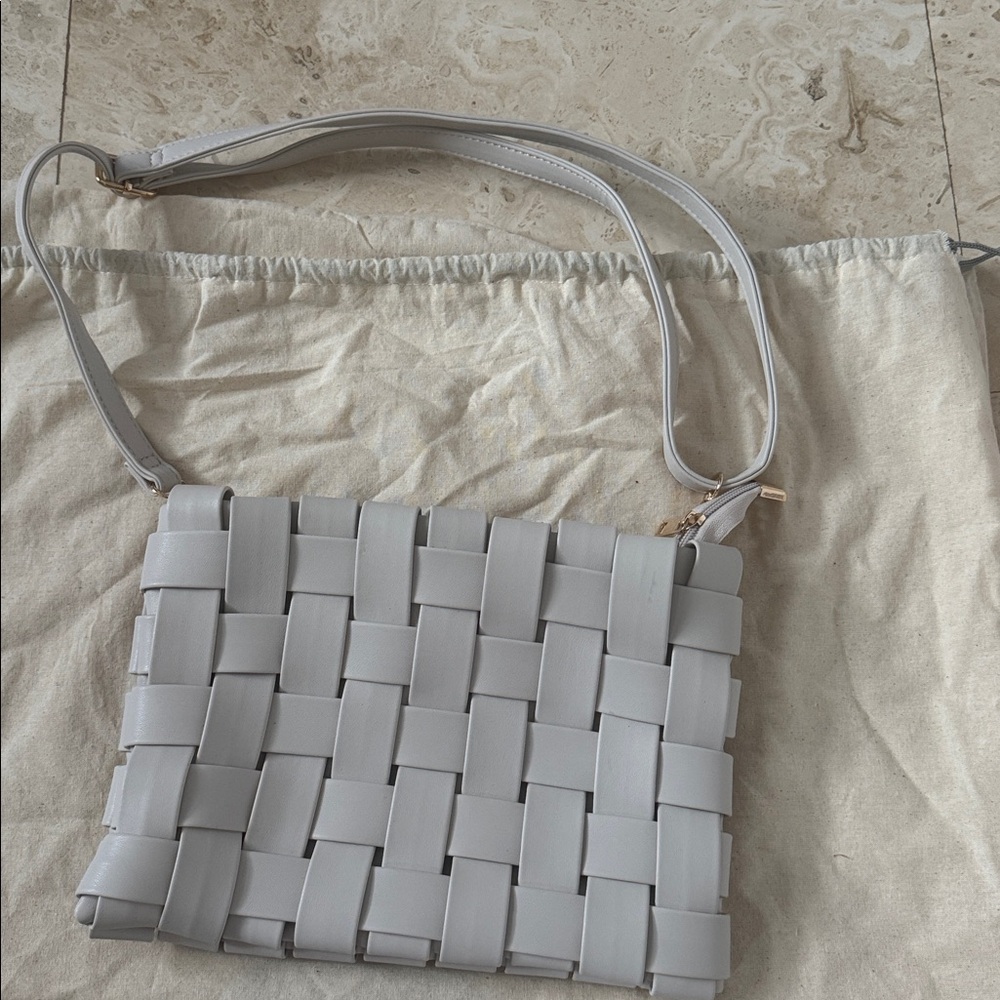 Anthropologie Gray Woven Crossbody Bag